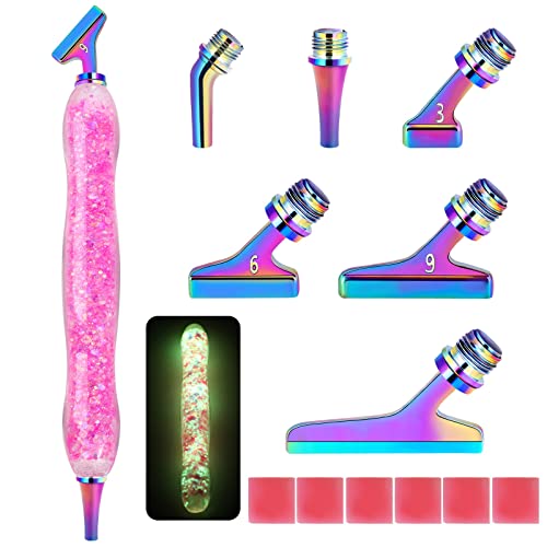 papasgix Ergonomischer Diamond Painting Stift Set, Diamond Painting Zubehör mit 45° Gewinde Metall Stifte, Diamond Painting Werkzeug für Mosaikherstellung Diamanten Malerei (C 13pcs Bunt) von papasgix