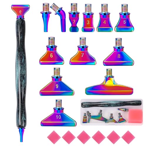 papasgix 5D Diamond Painting Zubehör Stift Set, DIY Diamond Painting Pen Werkzeuge, Painting Tools Drill Pen mit Metall Ersatz Stiftköpfen für Mosaikherstellung(20PCS Cyan Bunt) von papasgix