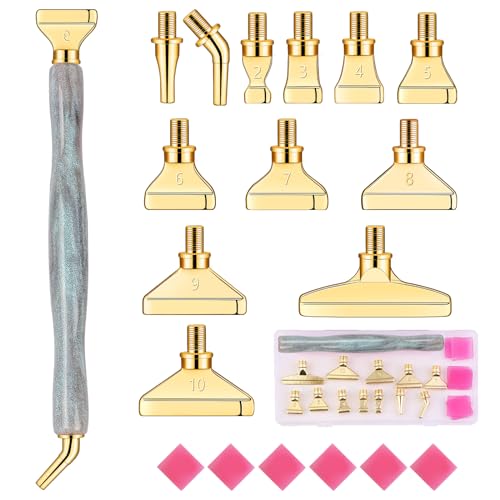 papasgix 5D Diamond Painting Zubehör Stift Set, DIY Diamond Painting Pen Werkzeuge, Painting Tools Drill Pen mit Metall Ersatz Stiftköpfen für Mosaikherstellung(20PCS Grau Gold) von papasgix