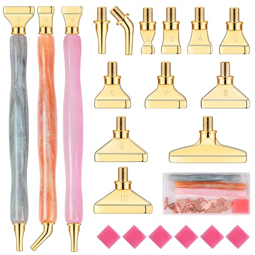 papasgix 5D Diamond Painting Zubehör Stift Set, DIY Diamond Painting Pen Werkzeuge, Painting Tools Drill Pen mit Metall Ersatz Stiftköpfen für Mosaikherstellung(22PCS Rosa Gold Grau Gold) von papasgix