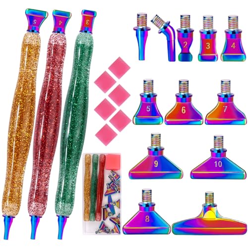 papasgix 5D Diamond Painting Zubehör Stift Set, Weihnachten Farben DIY Diamant Painting Pen mit Gewinde Metall Ersatz Stiftköpfen, Drill Pen für Malerei Art Weihnachtstag Bunt von papasgix