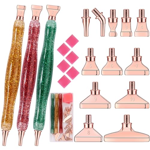 papasgix 5D Diamond Painting Zubehör Stift Set, Weihnachten Farben DIY Diamant Painting Pen mit Gewinde Metall Ersatz Stiftköpfen, Drill Pen für Malerei Art Weihnachtstag Rosagelb von papasgix