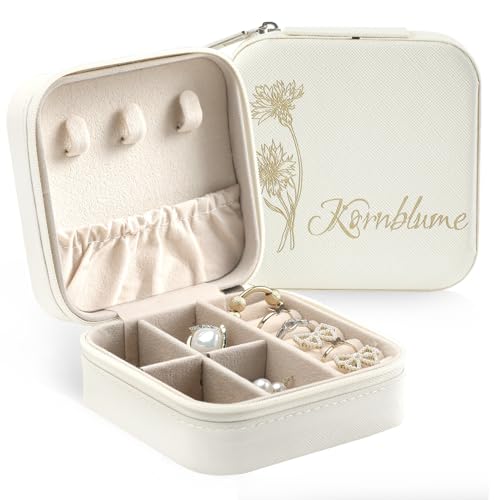 papasgix Personalisierte Schmuckkästchen Reise, Personalisiert Schmuckschatulle mit Name und Blume, Individuelles Schmuckbox Mädchen Jewelry Box Geschenke Kinder Frau von papasgix