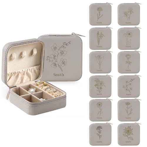 papasgix Personalisierte Schmuckkästchen Reise, Personalisiert Schmuckschatulle mit Name und Blume, Individuelles Schmuckbox Mädchen Jewelry Box Geschenke Kinder Frau von papasgix