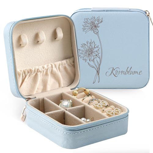 papasgix Personalisierte Schmuckkästchen Reise, Personalisiert Schmuckschatulle mit Name und Blume, Individuelles Schmuckbox Mädchen Jewelry Box Geschenke Kinder Frau von papasgix