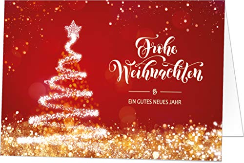 Hochwertige Weihnachtskarten rot (100 Klappkarten) Weihnachtsbaum mit Umschlag, perfekt für stilvolle Grüße an Geschäftspartner und Freunde von paperSky