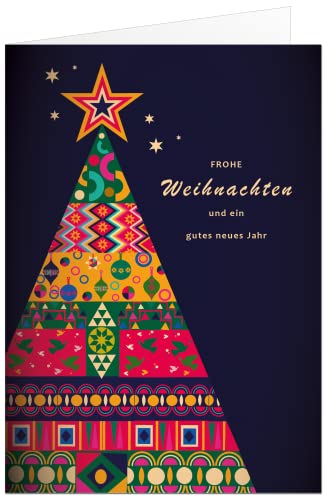 Weihnachtskarten Klappkarten Set mit Briefumschlag. Format 17x12 cm (nicht das kleinere A6 Format) (10 Stück) von paperSky