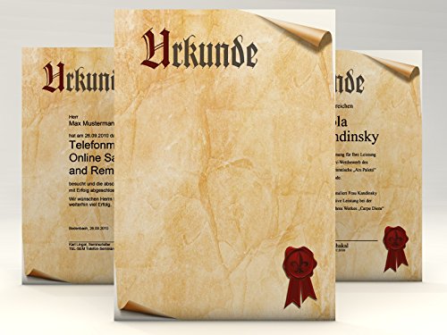 Urkundenpapier"Zertifikate" mit Pergamentmotiv, 10 Blatt A4, 190g/qm, hochwertiges Briefpapier für Laser/Ink/Copy/Hand von paperandpicture.de