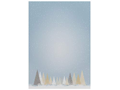 Weihnachtsbriefpapier | Winterlicher Märchenwald | 20 Blatt Motivpapier DIN A4 von paperandpicture.de