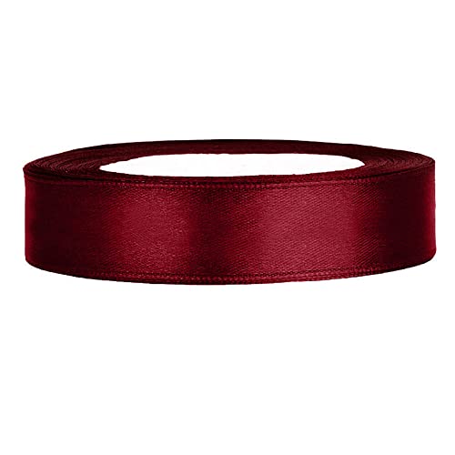 25m Satinband Satin Geschenkband bordeaux 12mm breit von PartyDeco