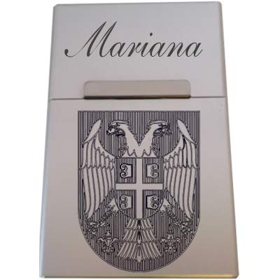Zigarettenbox mit Magnetverschluss, personalisierbar, Text + Zeichnung wählbar (hier Wappen Serbien) von patrickgravure