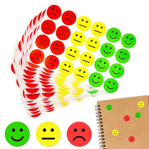 1200 Stück Smiley Aufkleber,Smiley Sticker,Aufkleber Smiley,Sticker Smiley,Stimmung Aufkleber, Für Tagebuch Moderationskarten Moderationskoffer Belohnungssticker(Drei Ausdrücke) von pcsfoe