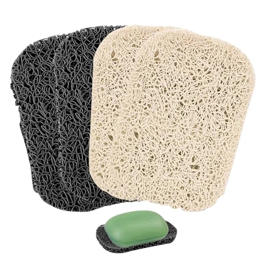 4 Stück Seifenhalter,Natur Luffa Schwamm,Seifenhebepads Für Seifenschale,Seifenkissen Natur,Seifenkissen,Effiziente Drainage, Badeseifenschale Zum Aufbewahren Von Seife (Grau Und Beige) von pcsfoe