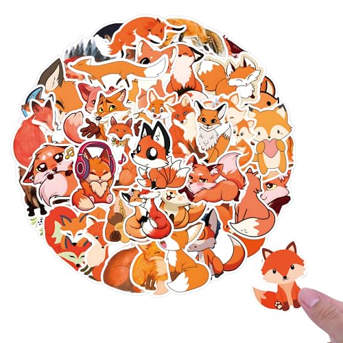 60 Stück Fuchs Sticker,Füchs Aufkleber,Animal Sticker Fuchs,Wasserdicht Vinyl Aufkleber,Füchs Aufkleber für Kinder Jugendliche Erwachsene Jungen Sticker Aesthetic für Scrapbook Skateboard Auto Gepäck von pcsfoe