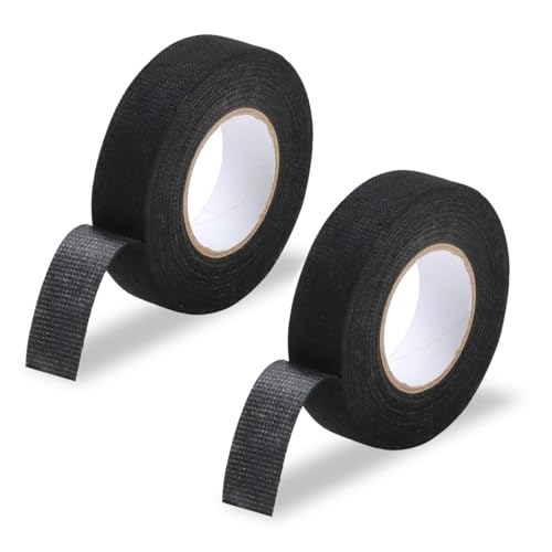 2 Stück Gewebeband Schwarz, 10m x 19mm x 0.3 mm Isolierband für Kabelbäume, Hitzebeständig und Starke Filzdrähte, Geräuschdämpfendes Klebeband für Autos Fahrzeuge Motorräder Kabelbefestigung von peaceking