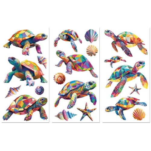 Peacoblue UV DTF Rub-On Transferfolie Möbel-Sticker Bunter 3D-Schildkröte Muster 15x30cm, 3 Stk. Wasserfeste Deko-Transferaufkleber für Möbel Gläser Porzellan Wäscheschränke Kommoden Holz Kunststoff Peacoblue UV DTF Rub-On Transferfolie Möbel-Sticker Bunter 3D-Schildkröte Muster 15x30cm, 3 Stk. Wasserfeste Deko-Transferaufkleber für Möbel Gläser Porzellan Wäscheschränke Kommoden Holz Kunststoff von peacoblue