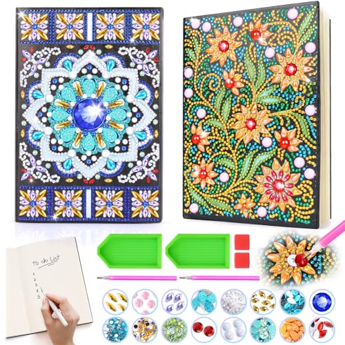 Bastelset Kinder ab 6 Jahre, Geschenke Mädchen 5 8 10 11 Jahre Diamond Painting Kinder Tagebuch Basteln Mädchen 7-8-9-12 Jahre Geschenkideen Spielzeug Geburtstagsgeschenk Mandalas Mosaik A5 Notizbuch von pearoft