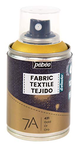 Pébéo - Textilfarbe Spray für Textilien 7A Spray - Natürliche und synthetische Stoffe - Auf Wasserbasis - Lösungsmittelfrei - Waschmaschinenfest - Sprühfarbe für Textilgestaltung - Gold von Pebeo