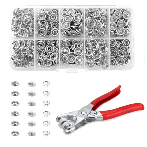 Metall Druckknopf set mit Zange,peiyee 200 Sets Druckknöpfe für Kleidung,9.5mm Druckknopfzange,Buttons Druckknöpfe Ohne,Druckknopf Set für DIY Basteln Bekleidung, Kleidung Taschen, Handgemaakt von peiyee