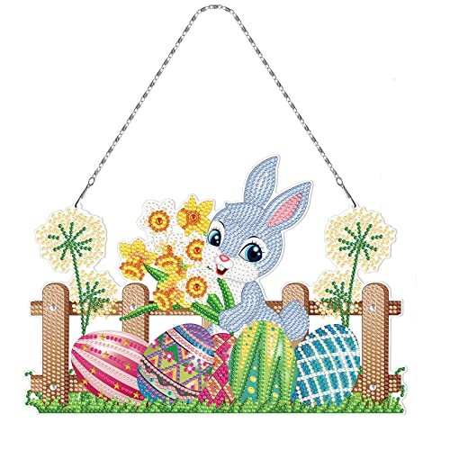 peiyee Diamond painting ostern 5D Diamond Painting Ornamente, Handwerk Applique Mosaik Hase Ostereier Strass Kristall Dekoration Geschenk von peiyee