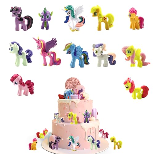 peiyee Einhorn Tortendeko Mini Figuren Set my little pony figuren Einhorn Geburtstagstorte Dekoration Kuchen Einhorn Topper Cartoons Kuchen Topper für Kinder Mädchen Party von peiyee