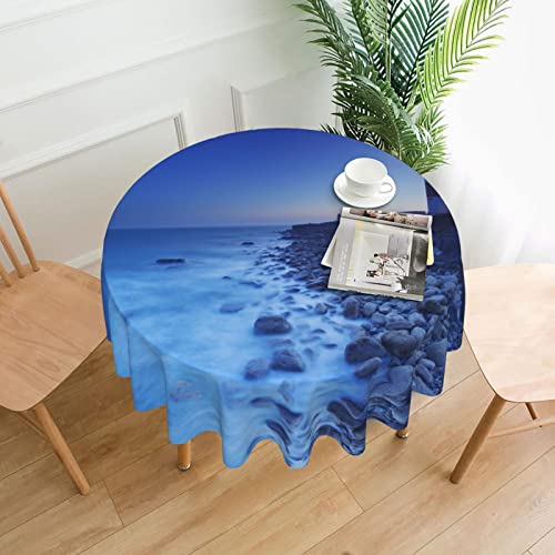 Tischdecke „The Seaside Lighthouse“, 60 Zoll Durchmesser, rund, pflegeleicht, staubdicht, wasserdicht von peiyeety