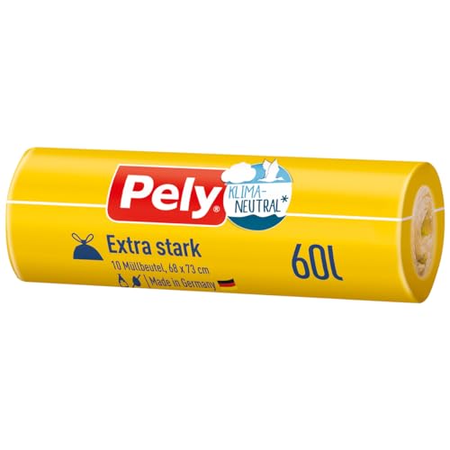 Pely® Klimaneutral Zugband-Beutel Extra-stark, 60 Liter, 10 Stück (10 ks) von pely