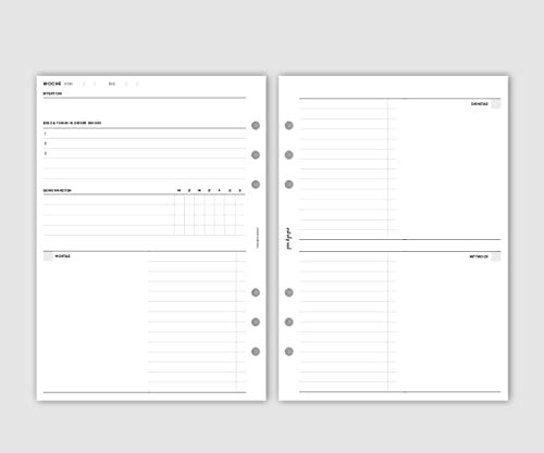 pen & pages® Kalender undatiert - Din A5-6 Löcher - A5 Organizer, Kalendereinlagen, Wochenkalender, Terminkalender, 14,8 x 21 cm … (2T1S) von pen & pages