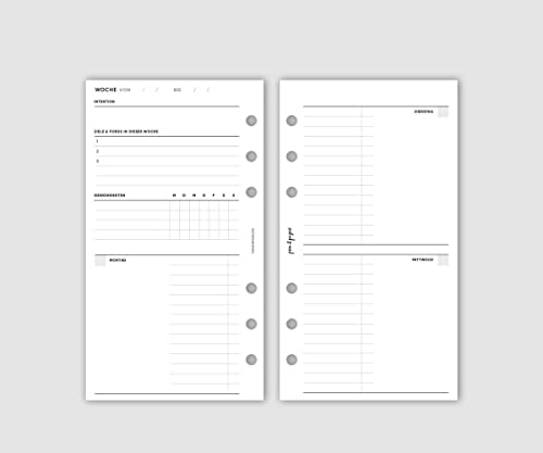 pen & pages® Kalender undatiert - Personal - 6 Löcher - A6 Organizer, Kalendereinlagen, Wochenkalender, Terminkalender, 9,5 x 17,1 cm (2T1S) von pen & pages