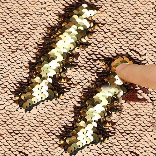 Sensorischer Wand-Pailletten-Flip-Stoff für Kinder, 1,8 m Zweifarbiger Pailletten-Paillettenstoff, taktiler sensorischer Spielstoff für autistische Kinder (champagnergold+gold, 2yards(182cm*125cm)) von penepico