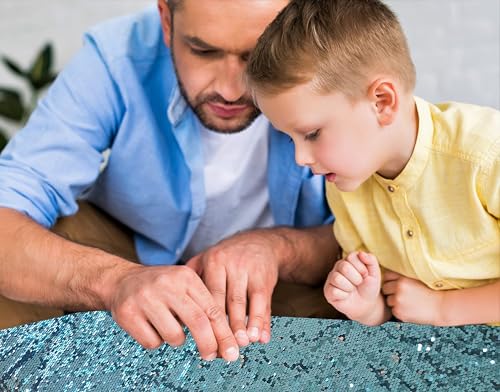 penepico Sensorischer Wand-Pailletten-Flip-Stoff für Kinder, Zweifarbiger Pailletten-Paillettenstoff, taktiler sensorischer Spielstoff für autistische Kinder (seeblau + Silber, 0.5yard(45cm*125cm)) von penepico