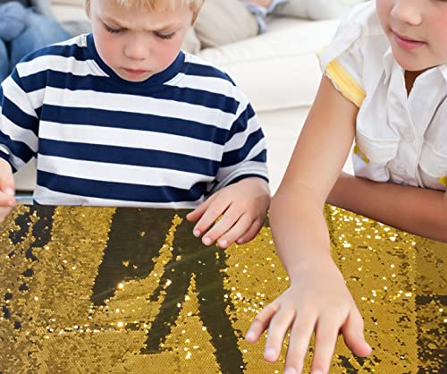 Sensorischer Wand-Pailletten-Flip-Stoff für Kinder, Zweifarbiger Pailletten-Paillettenstoff, taktiler sensorischer Spielstoff für autistische Kinder (gold+schwarz, 0.5yard(45cm*125cm)) von penepico