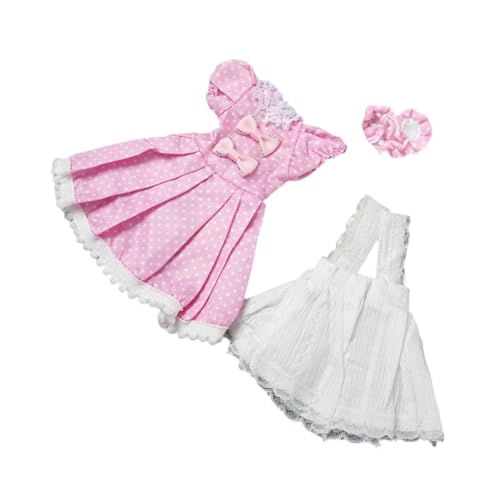 perfk 1:6 BJD Puppenkleid Kleidung Machen Sie Ihre eigenen Puppen Foto-Requisiten DIY Ankleidekostüm für 11,81'' Actionfigur Puppe Fashion Girl, Pink und Weiß von perfk