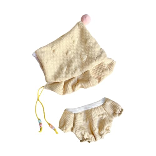 perfk 2 Stück Puppen-Schlafanzug und Mütze, Overall, Zubehör-Outfits, Miniatur-Kleidung für 20 cm große Puppen, Jungenpuppen, Kindergeschenke, Gelb von perfk