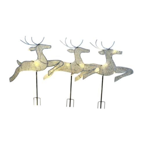 perfk 3-teiliges Weihnachts-Rentier-Figuren-Set mit beleuchtetem Hirsch, Außen-Requisite, leuchtendes Hof-Ornament für Zuhause, Party-Zubehör, Veranda, von perfk