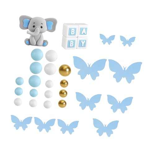 perfk 3D Elefant Kuchen Topper Set Geburtstag Kuchen Dekoration Multifunktions Handwerk Cartoon Party Liefert DIY Handwerk für Party, Blau von perfk