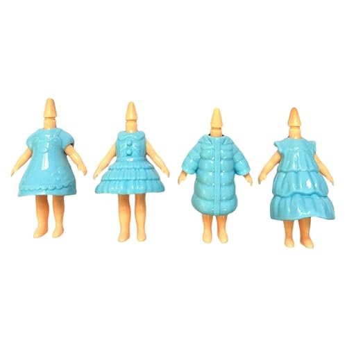 perfk 4 Stücke Mädchen Puppenkleidung Mini Puppenkörper Kleidung Zubehör Lebensechte Puppenkleid Displayständer Puppenkopf Kompatibles Spielzeug, Hellblau von perfk