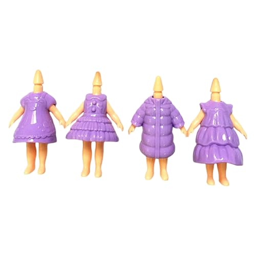 perfk 4 Stücke Mädchen Puppenkleidung Mini Puppenkörper Kleidung Zubehör Lebensechte Puppenkleid Displayständer Puppenkopf Kompatibles Spielzeug, Helles Lila von perfk
