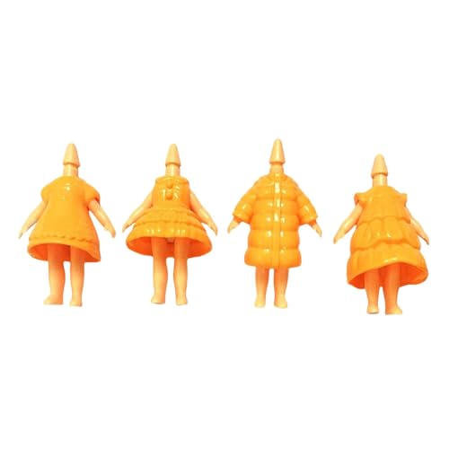 perfk 4 Stücke Mädchen Puppenkleidung Mini Puppenkörper Kleidung Zubehör Lebensechte Puppenkleid Displayständer Puppenkopf Kompatibles Spielzeug, Orange von perfk