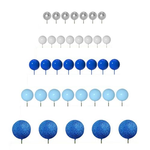 perfk 50x Cake Toper Bälle Kuchen Dekorationen Dekor Cupcake Toppers Schaumkugeln Mini -Luftballons für Geburtstagsverlobungsfeier Hochzeit, Blau von perfk