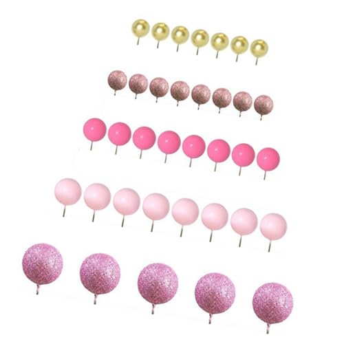 perfk 50x Cake Toper Bälle Kuchen Dekorationen Dekor Cupcake Toppers Schaumkugeln Mini -Luftballons für Geburtstagsverlobungsfeier Hochzeit, Rosa von perfk