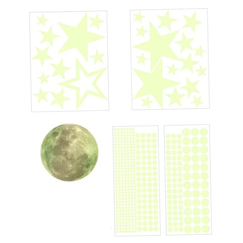 perfk 5X Glow in The Dark Aufkleber Sterne Mond Dot Aufkleber Wohnzimmer DIY Wandbild Glowing Abziehbilder für Klassenzimmer Geburtstag von perfk