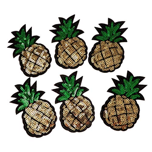 perfk 6pcs Pailletten Ananas Aufnäher Bügelbild Applikation Patch Abzeichen Kleidung Hut Dekoration von perfk