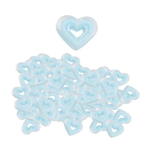 perfk 80 Stücke Acrylherzkügelchen losen Abstandshalter Perlen Herzform -Crafting -Accessoires für Schmuck für Schlüsselketten Ohrring, Blau von perfk