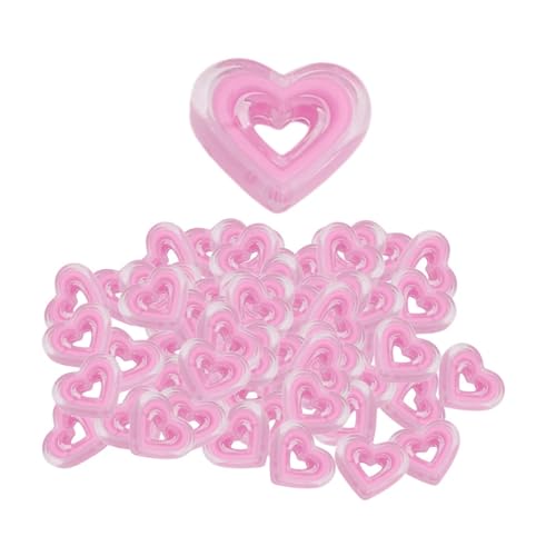 perfk 80 Stücke Acrylherzkügelchen losen Abstandshalter Perlen Herzform -Crafting -Accessoires für Schmuck für Schlüsselketten Ohrring, Rosa von perfk