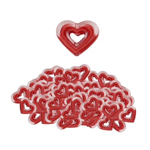 perfk 80 Stücke Acrylherzkügelchen losen Abstandshalter Perlen Herzform -Crafting -Accessoires für Schmuck für Schlüsselketten Ohrring, Rot von perfk