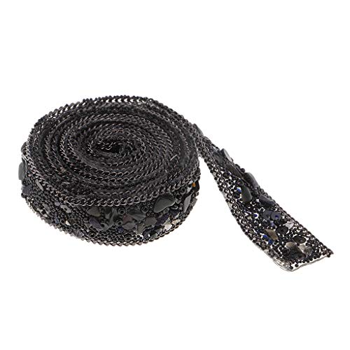 perfk Aufbügeln Strassband Perlenband selbstklebend Diamant-Rollen Strass Glitzerband DIY-Basteln für Dekoration, 2cm Breite, Schwarz von perfk