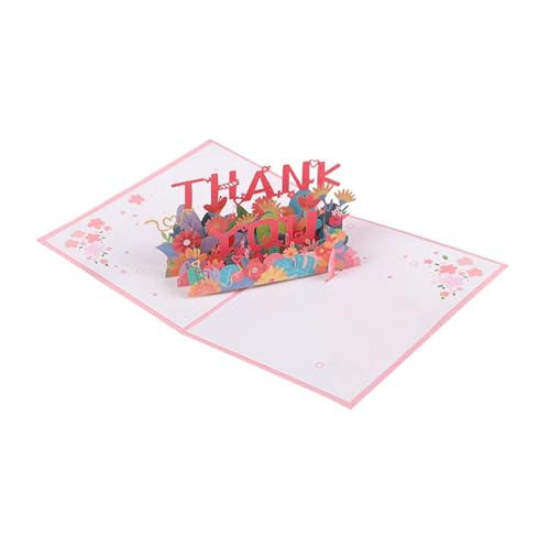 perfk Dankeskarte, festliche, elegantes romantisches Ornament, Partygeschenke, Segenskarte, 3D-Popup-Grußkarte für Mädchen und Frauen, Rosa von perfk