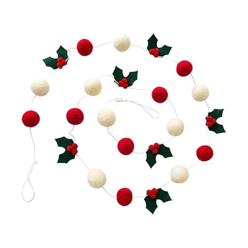 perfk Girlande mit Wollfilzbällen, Filzgirlande, handgefertigt, Wollpompon, hängende Girlande, Ballbanner für Christbaumschmuck von perfk