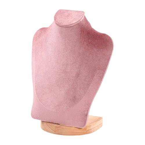 perfk Hochwertiger Schmuckständer, Schaufensterpuppe Schmuckbüste Schmuckhalter für Halsketten Anhänger usw,23 Cm Rosa Samt von perfk